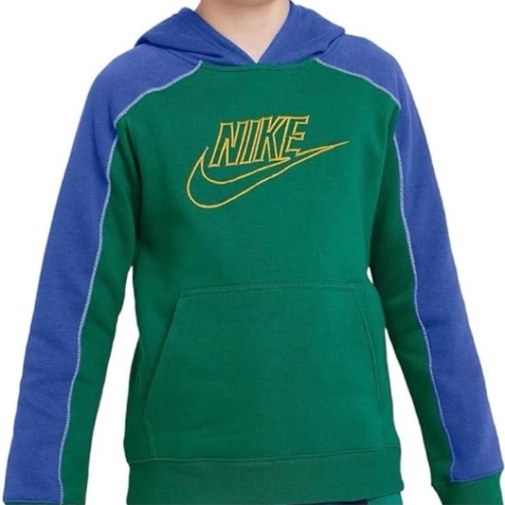 NEW Nike Amplify Pullover Youth Hoodie in Malachite/Game Royal Kids Large